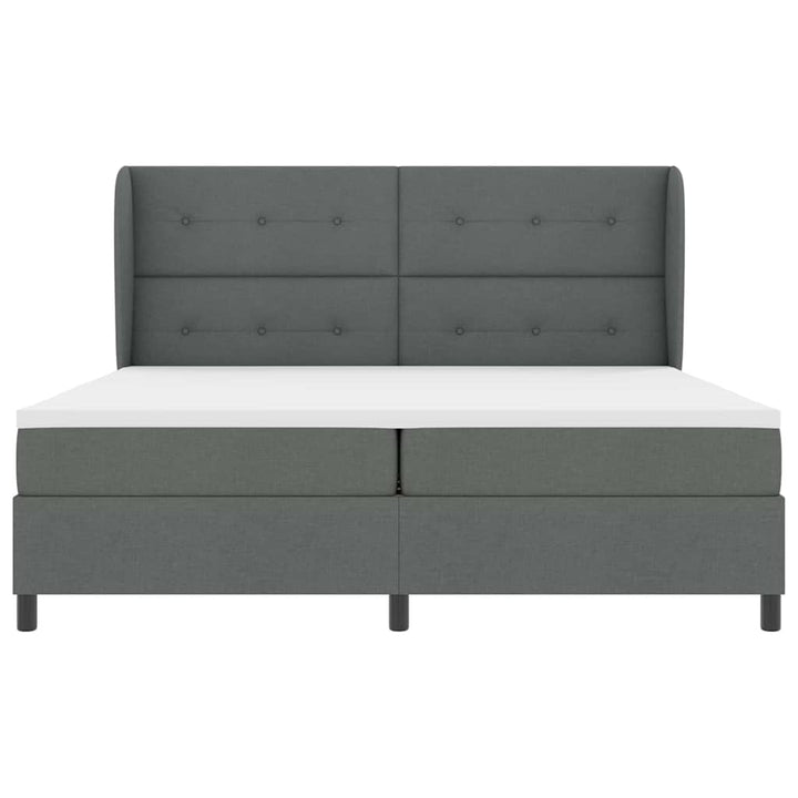 Box spring seng med hovedgærde Mørkegrå 200 x 200 cm Stof