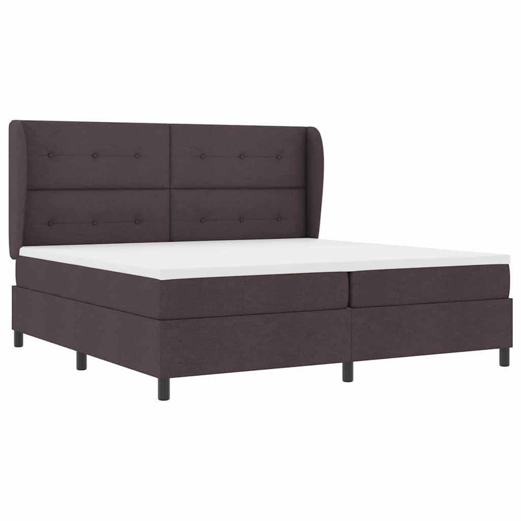 Box spring seng med hovedgærde Mørkebrun 200 x 200 cm Stof