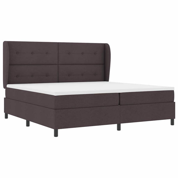 Box spring seng med hovedgærde Mørkebrun 200 x 200 cm Stof