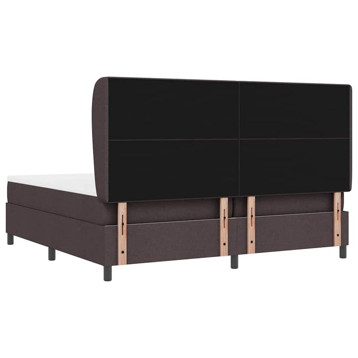Box spring seng med hovedgærde Mørkebrun 200 x 200 cm Stof