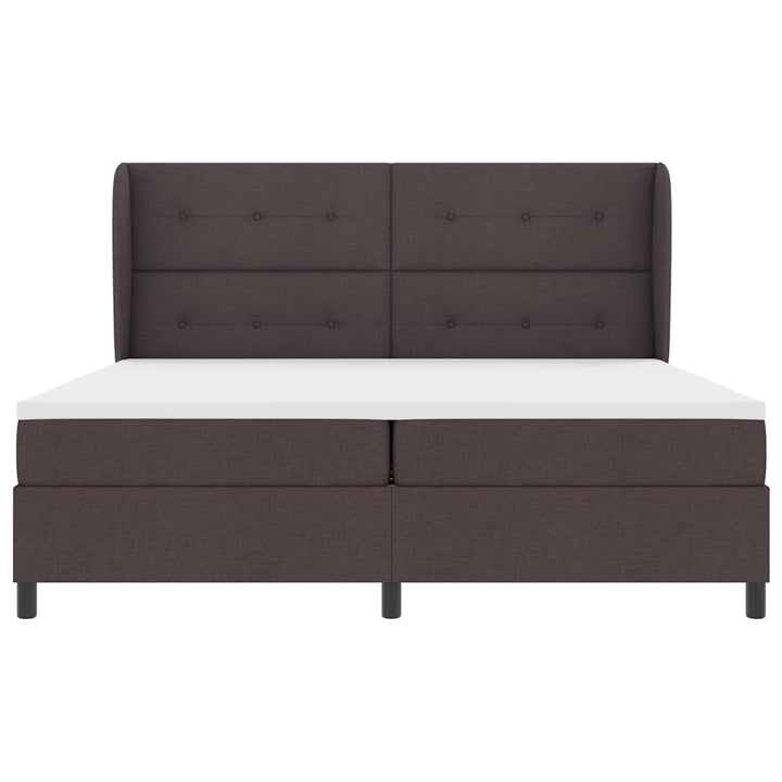 Box spring seng med hovedgærde Mørkebrun 200 x 200 cm Stof