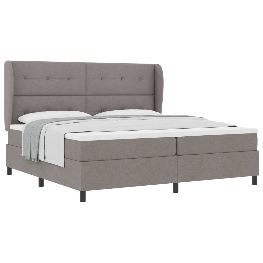 Box spring seng med hovedgærde Gråbrun 200 x 200 cm Stof