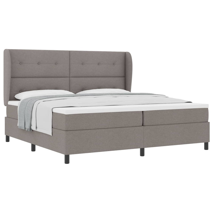 Box spring seng med hovedgærde Gråbrun 200 x 200 cm Stof