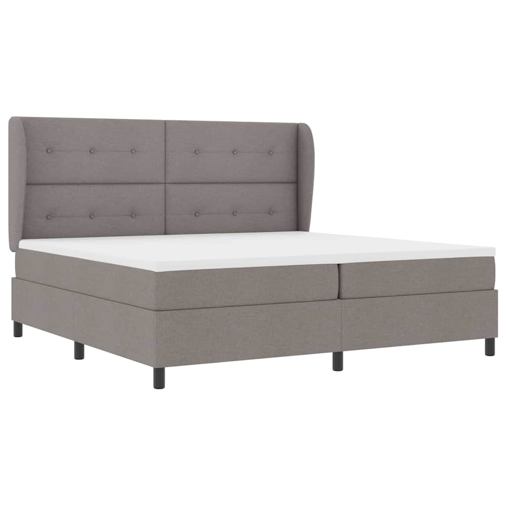 Box spring seng med hovedgærde Gråbrun 200 x 200 cm Stof