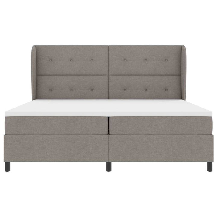 Box spring seng med hovedgærde Gråbrun 200 x 200 cm Stof