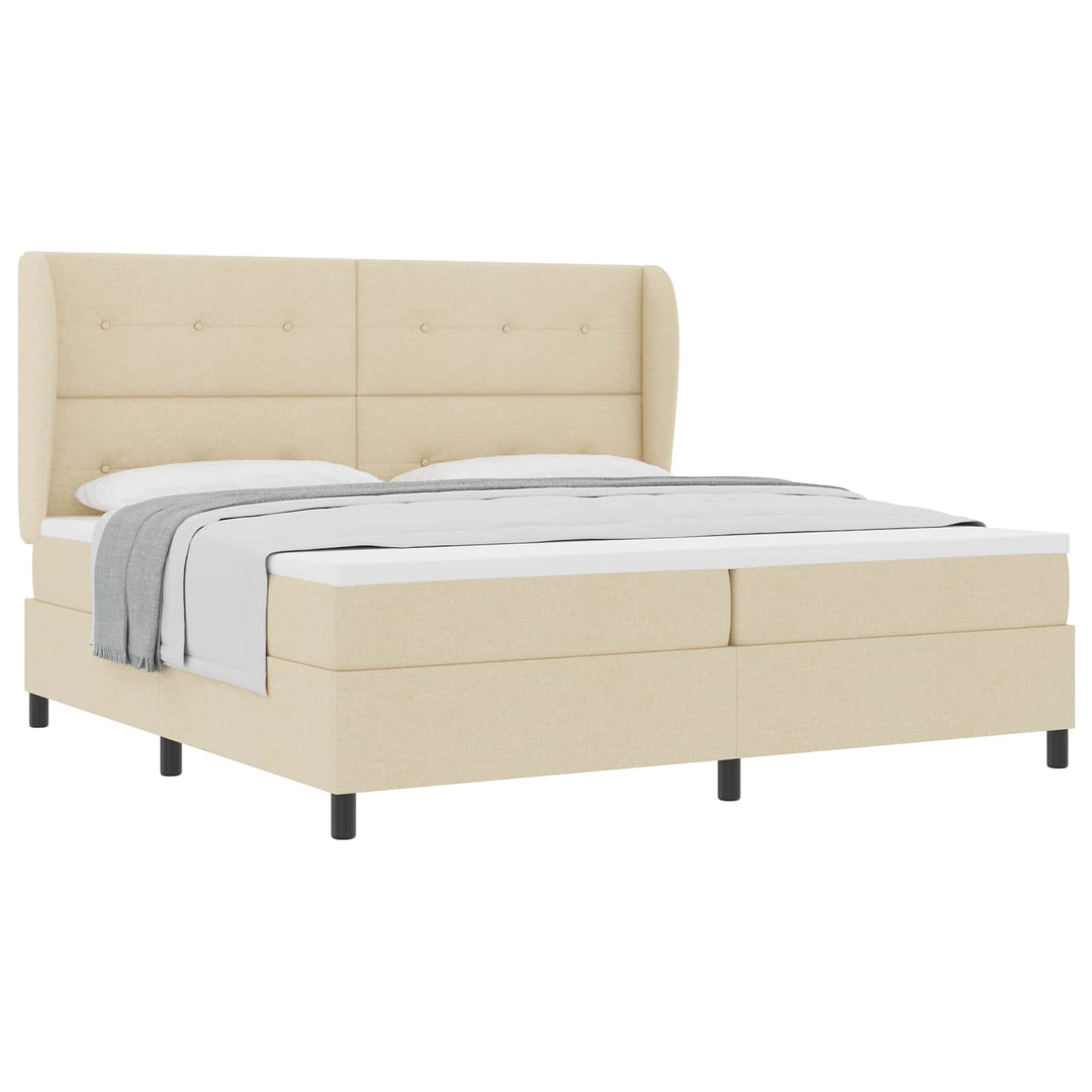 Box spring seng med madras Creme 200 x 200 cm Stof
