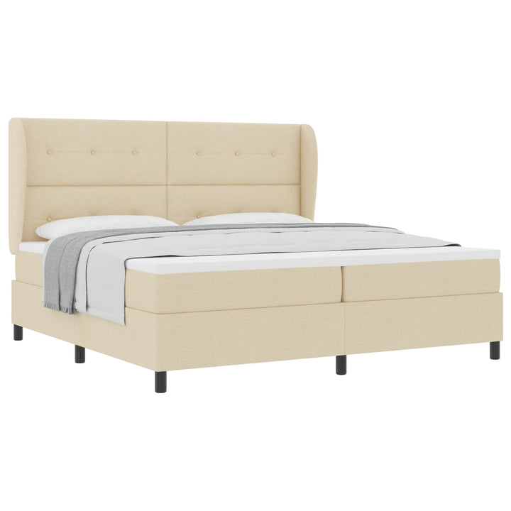 Box spring seng med madras Creme 200 x 200 cm Stof