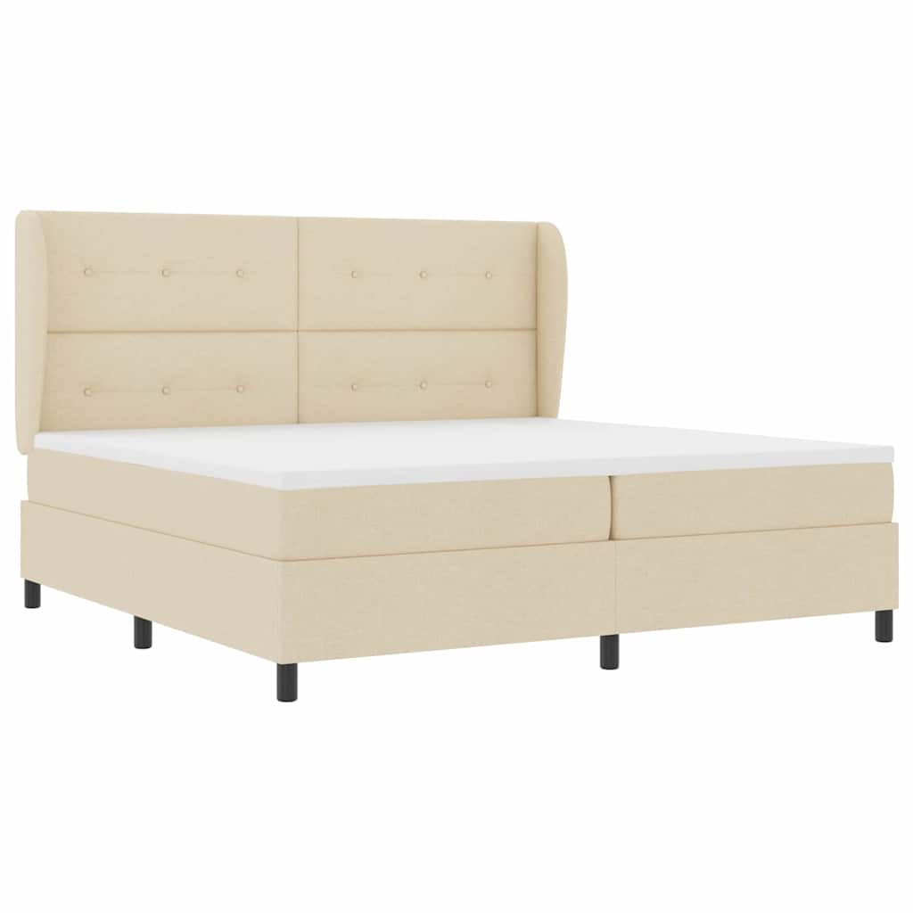 Box spring seng med madras Creme 200 x 200 cm Stof