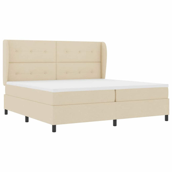 Box spring seng med madras Creme 200 x 200 cm Stof