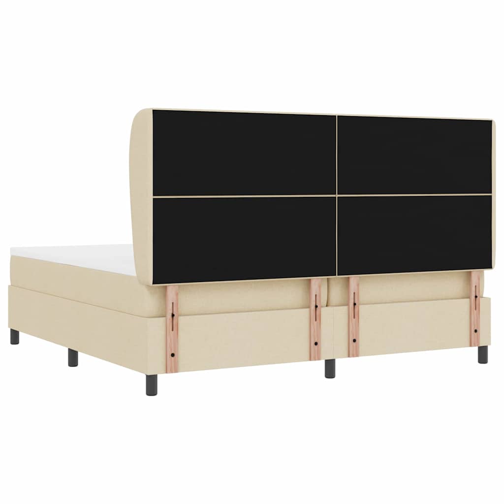 Box spring seng med madras Creme 200 x 200 cm Stof
