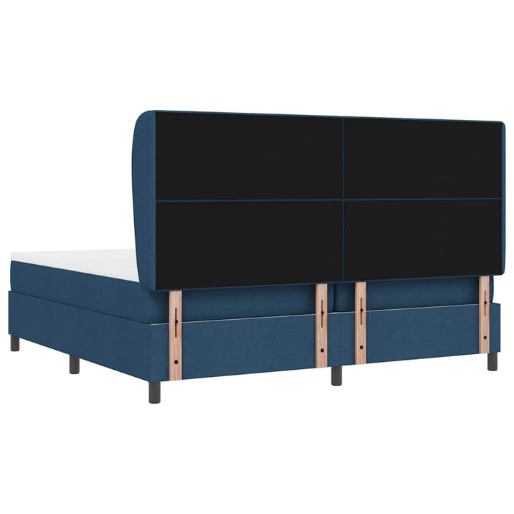 Box spring seng med madras med hovedgærde Blå 200 x 200 cm Stof