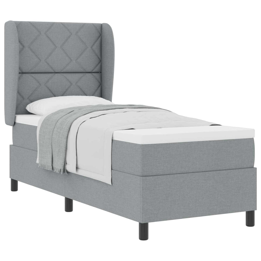 Box spring seng med madras Lysegrå 80 x 200 cm Stof