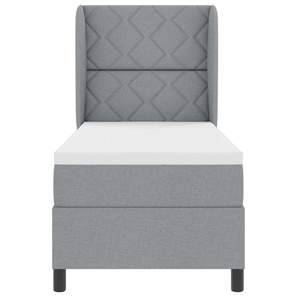 Box spring seng med madras Lysegrå 80 x 200 cm Stof