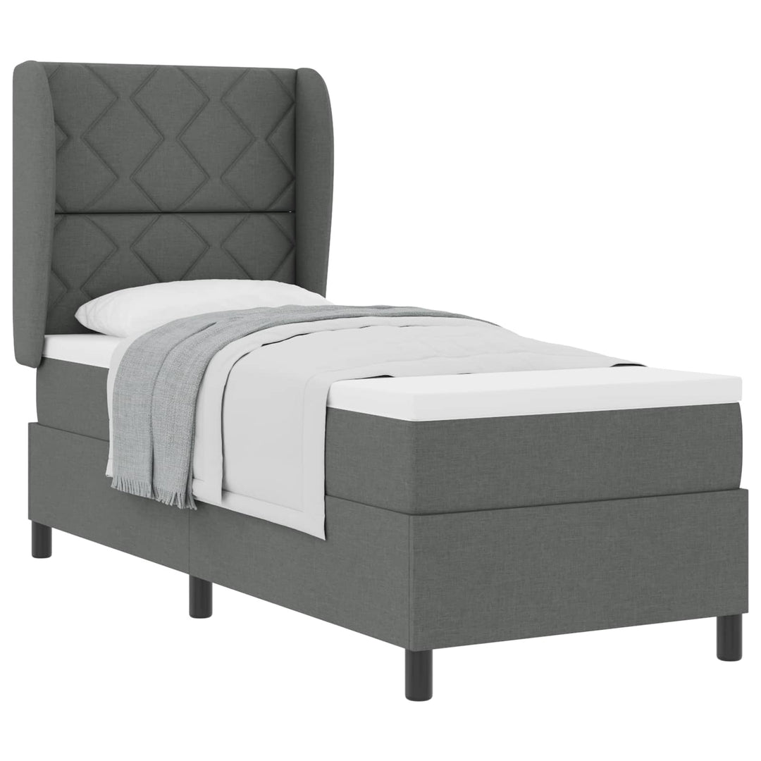 Box spring seng med hovedgærde Mørkegrå 80 x 200 cm Stof
