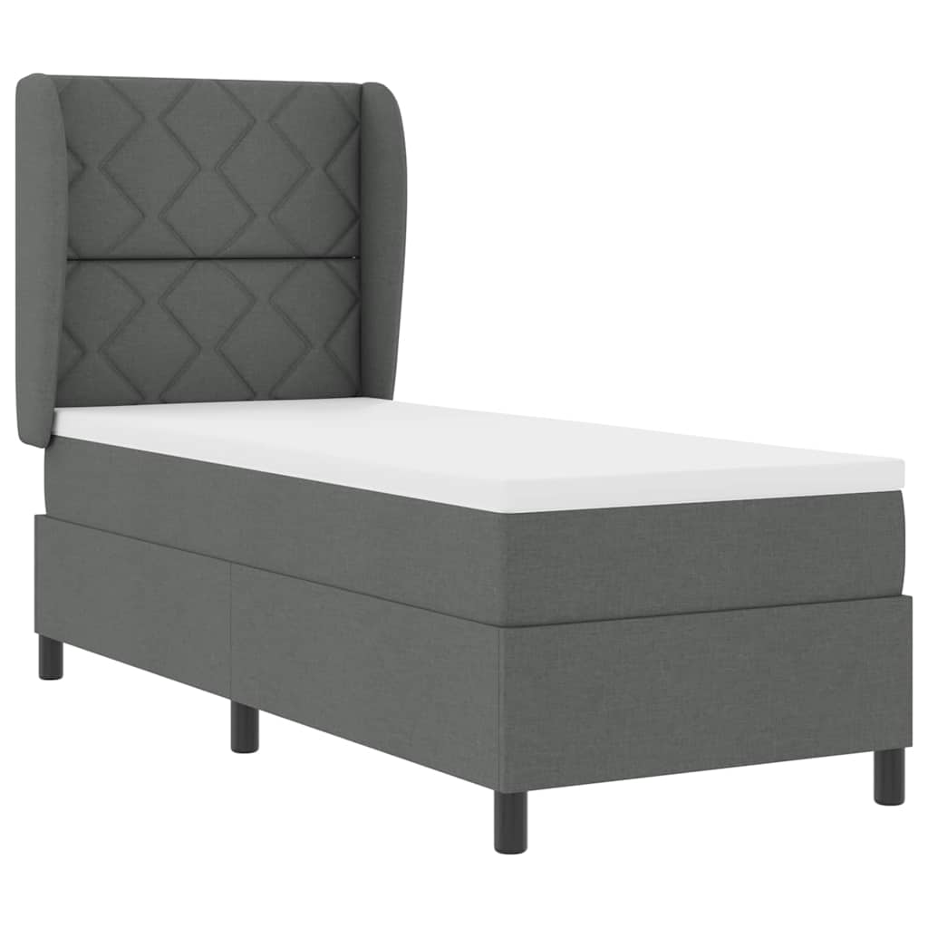 Box spring seng med hovedgærde Mørkegrå 80 x 200 cm Stof