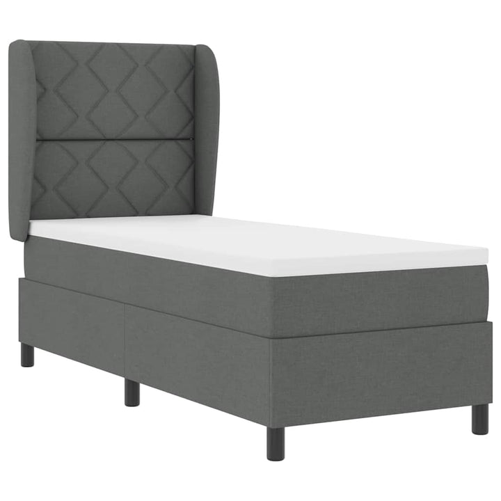 Box spring seng med hovedgærde Mørkegrå 80 x 200 cm Stof