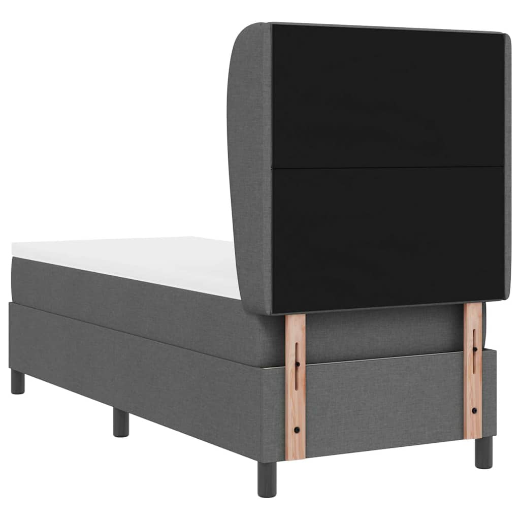Box spring seng med hovedgærde Mørkegrå 80 x 200 cm Stof