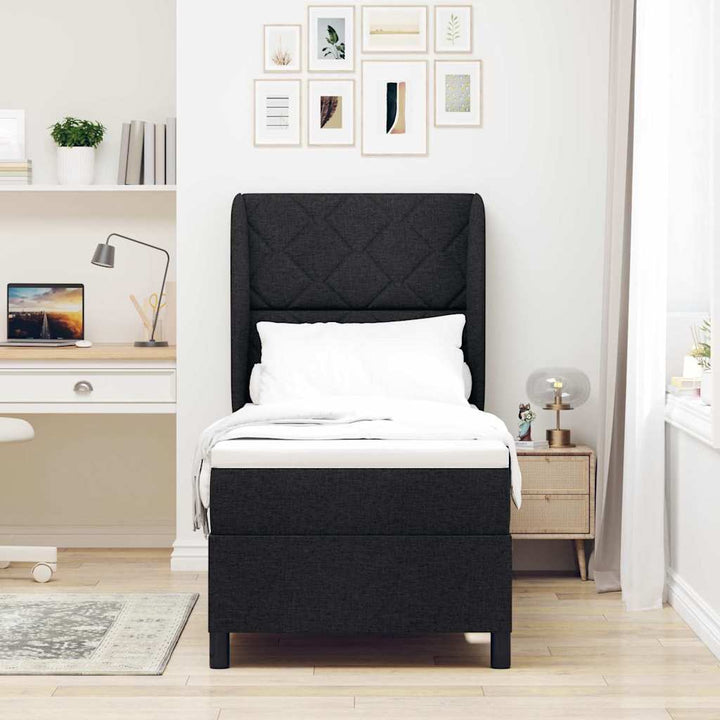 Box spring seng med hovedgærde Sort 80 x 200 cm Stof