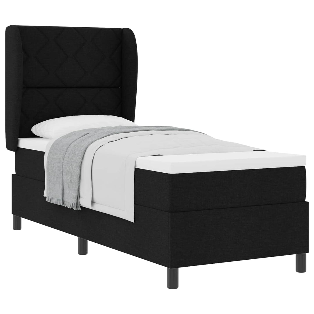 Box spring seng med hovedgærde Sort 80 x 200 cm Stof