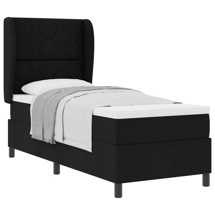 Box spring seng med hovedgærde Sort 80 x 200 cm Stof