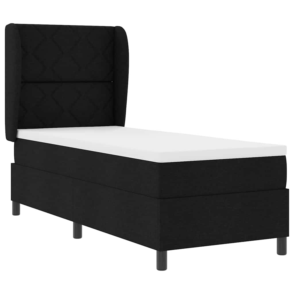Box spring seng med hovedgærde Sort 80 x 200 cm Stof