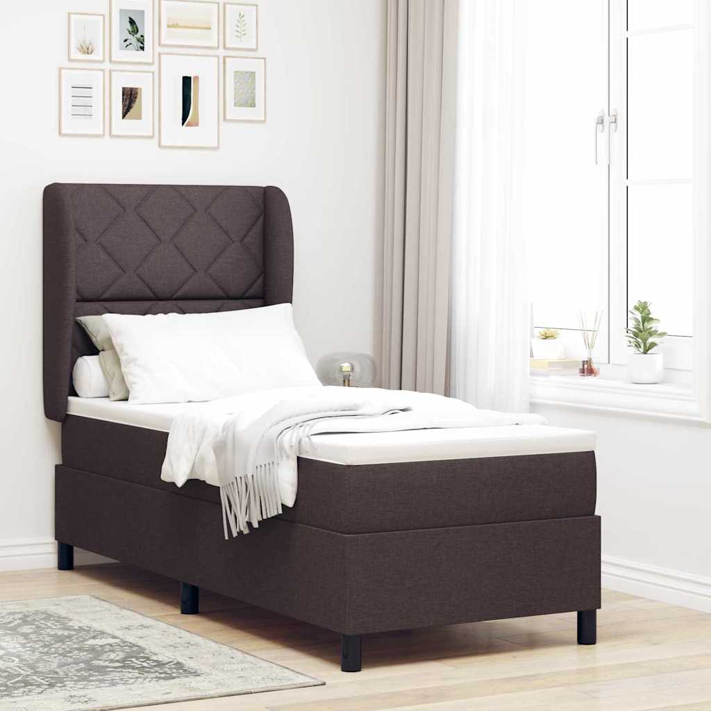 Box spring seng med hovedgærde Mørkebrun 80 x 200 cm Stof