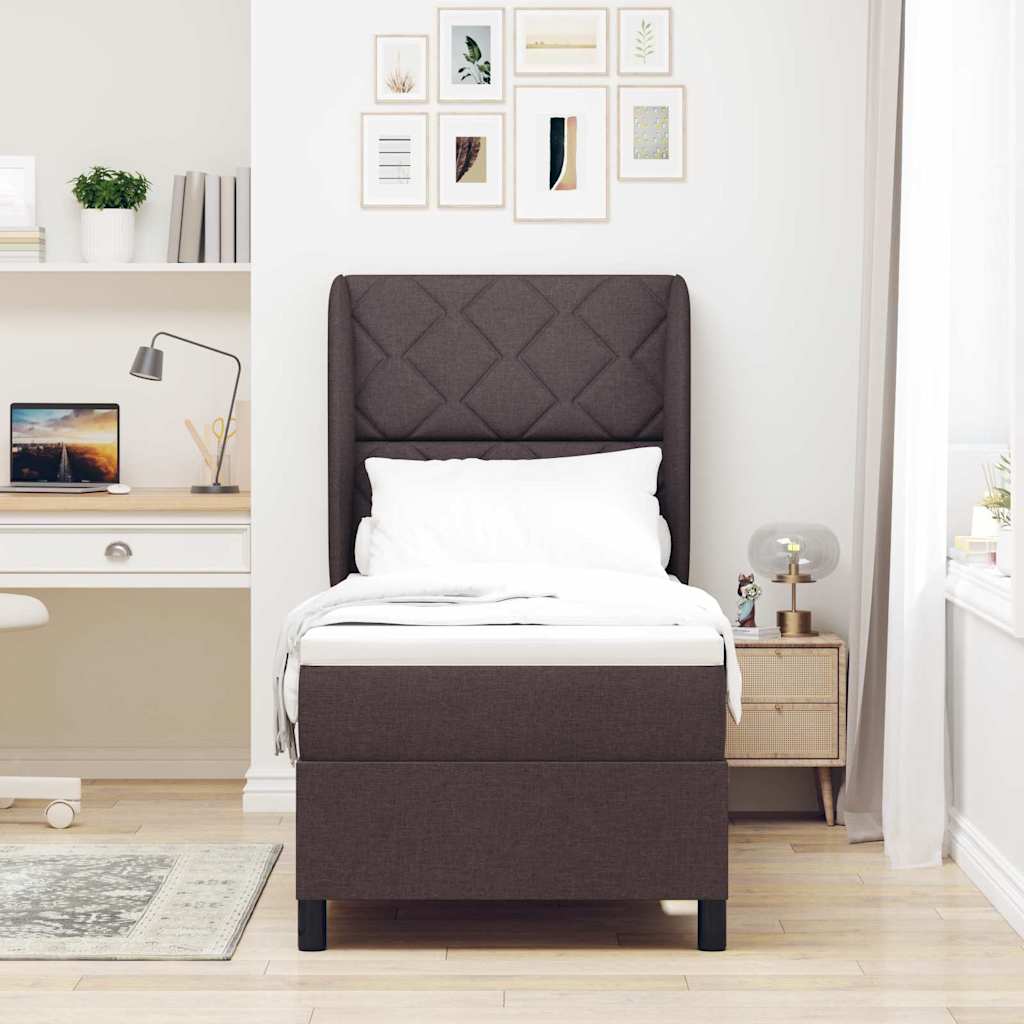 Box spring seng med hovedgærde Mørkebrun 80 x 200 cm Stof