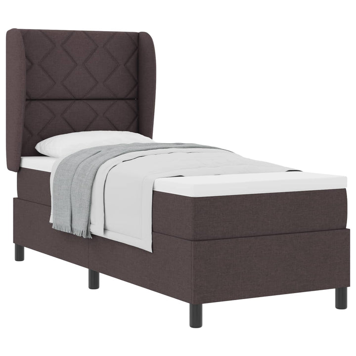 Box spring seng med hovedgærde Mørkebrun 80 x 200 cm Stof