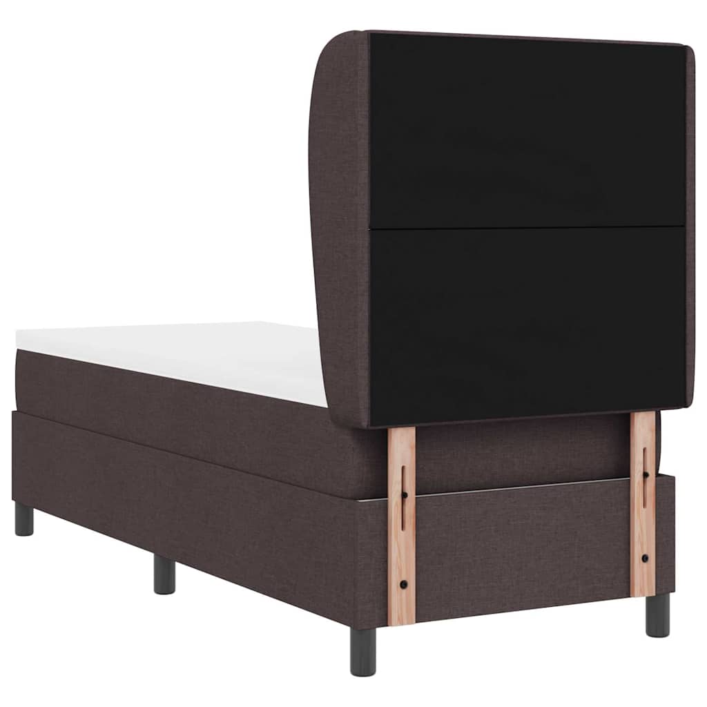 Box spring seng med hovedgærde Mørkebrun 80 x 200 cm Stof
