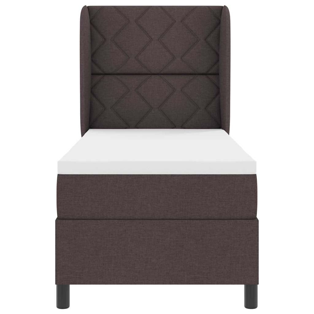 Box spring seng med hovedgærde Mørkebrun 80 x 200 cm Stof