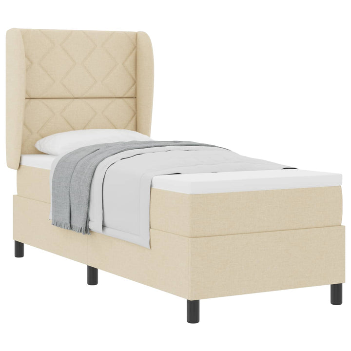 Box spring seng med pude med hovedgærde Creme 80 x 200 cm Stof