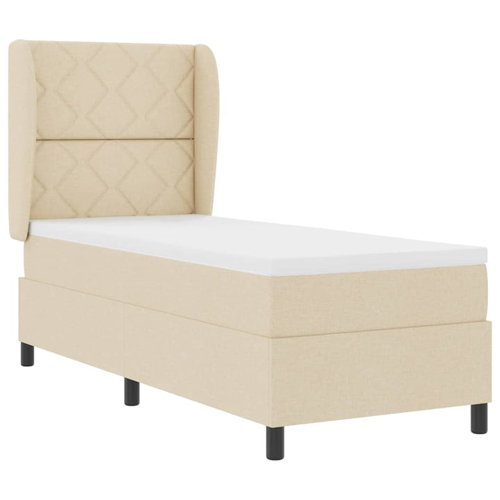 Box spring seng med pude med hovedgærde Creme 80 x 200 cm Stof