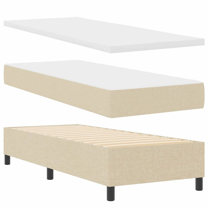 Box spring seng med pude med hovedgærde Creme 80 x 200 cm Stof