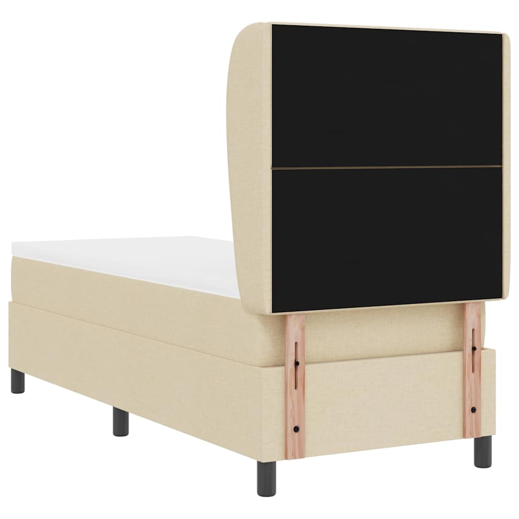 Box spring seng med pude med hovedgærde Creme 80 x 200 cm Stof