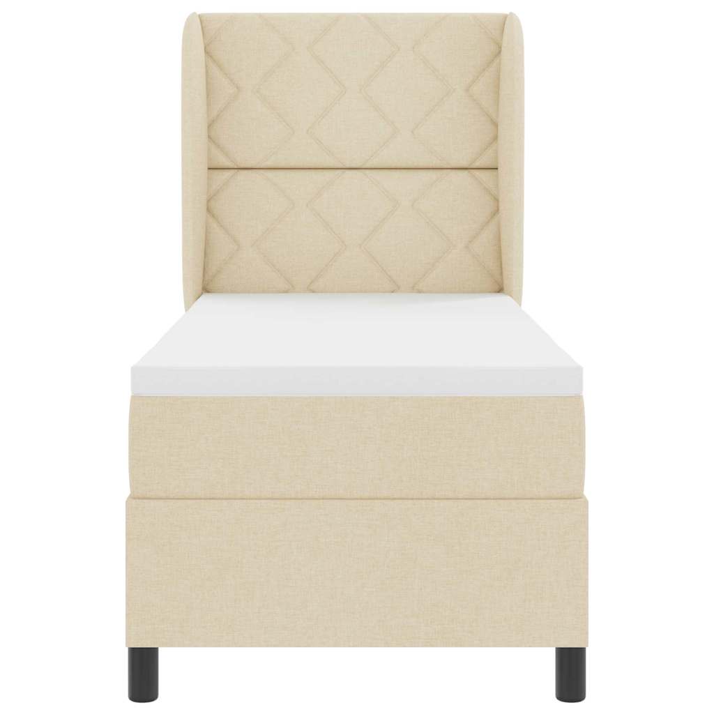 Box spring seng med pude med hovedgærde Creme 80 x 200 cm Stof
