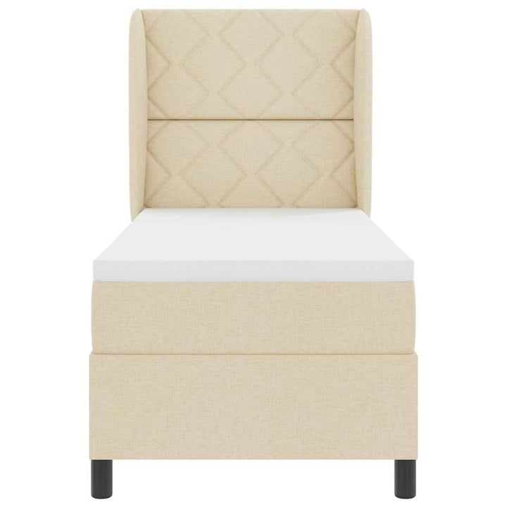 Box spring seng med pude med hovedgærde Creme 80 x 200 cm Stof