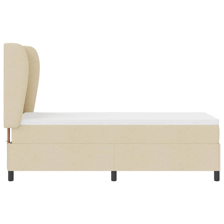 Box spring seng med pude med hovedgærde Creme 80 x 200 cm Stof