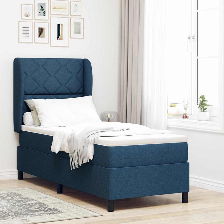 Box spring seng med hovedgærde Blå 80 x 200 cm Stof