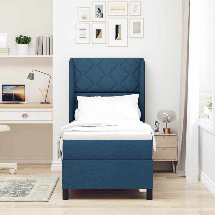 Box spring seng med hovedgærde Blå 80 x 200 cm Stof