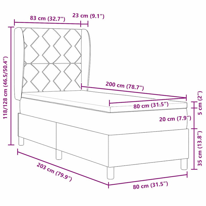 Box spring seng med hovedgærde Blå 80 x 200 cm Stof