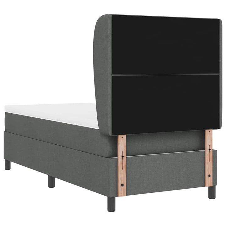 Box spring seng med hovedgærde Mørkegrå 90 x 190 cm Stof