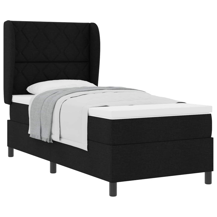 Box spring seng med hovedgærde Sort 90 x 190 cm Stof
