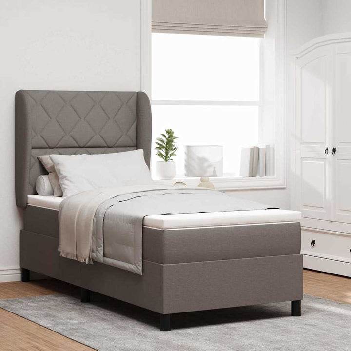 Box spring seng med hovedgærde Gråbrun 90 x 190 cm Stof