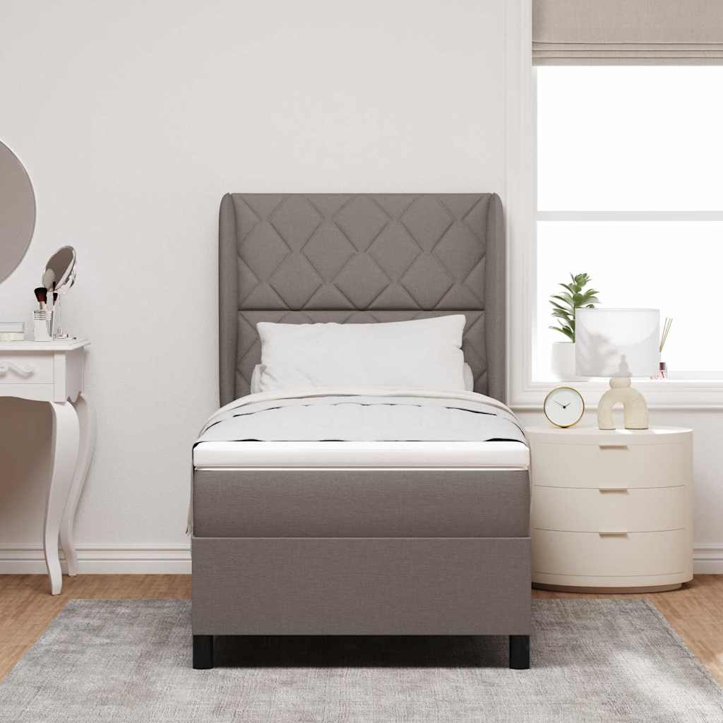 Box spring seng med hovedgærde Gråbrun 90 x 190 cm Stof
