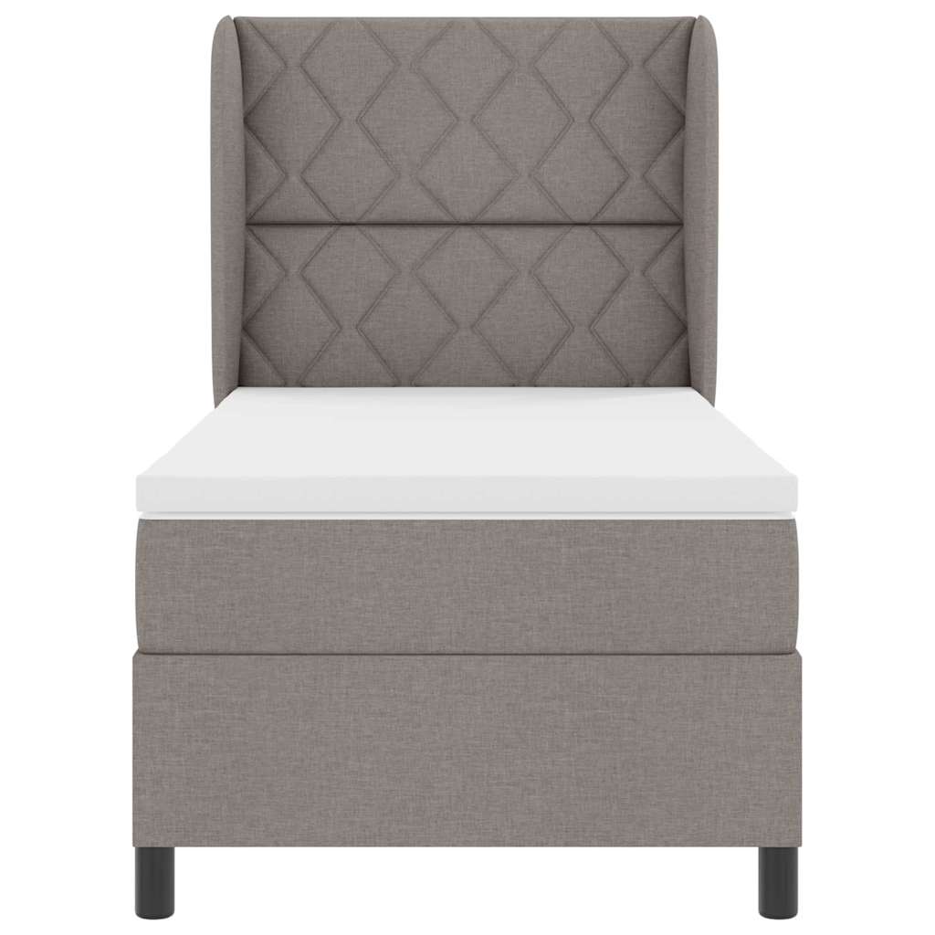 Box spring seng med hovedgærde Gråbrun 90 x 190 cm Stof