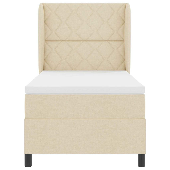Box spring seng med hovedgærde Creme 90 x 190 cm Stof