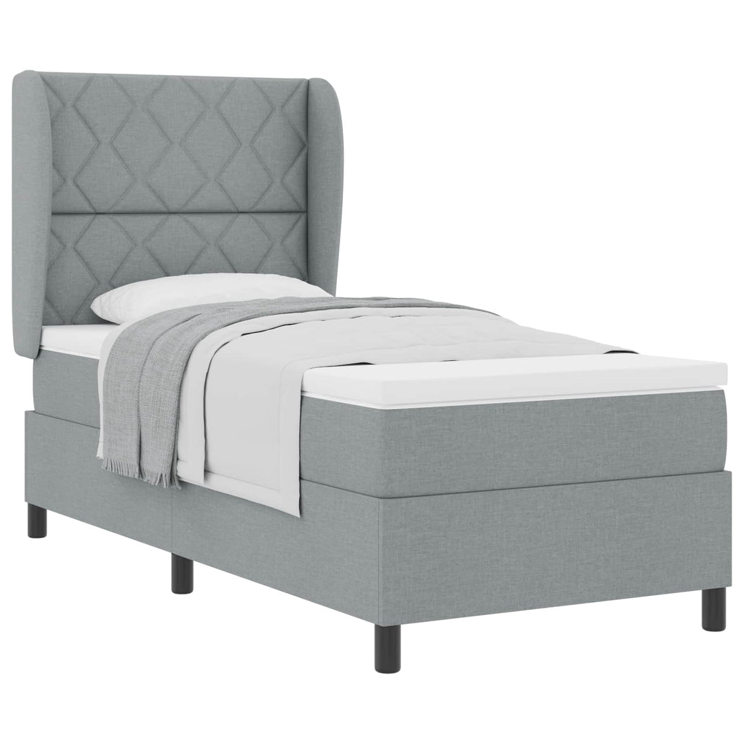 Box spring seng med hovedgærde Lysegrå 90 x 200 cm Stof