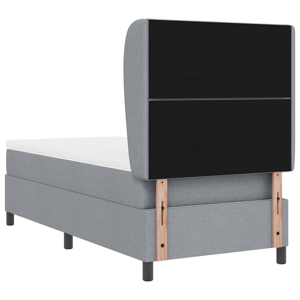 Box spring seng med hovedgærde Lysegrå 90 x 200 cm Stof