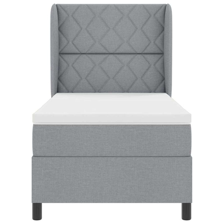 Box spring seng med hovedgærde Lysegrå 90 x 200 cm Stof