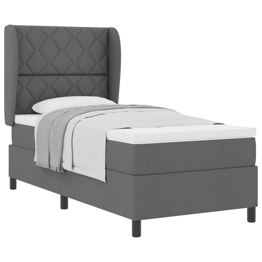 Box spring seng med hovedgærde Mørkegrå 90 x 200 cm Stof